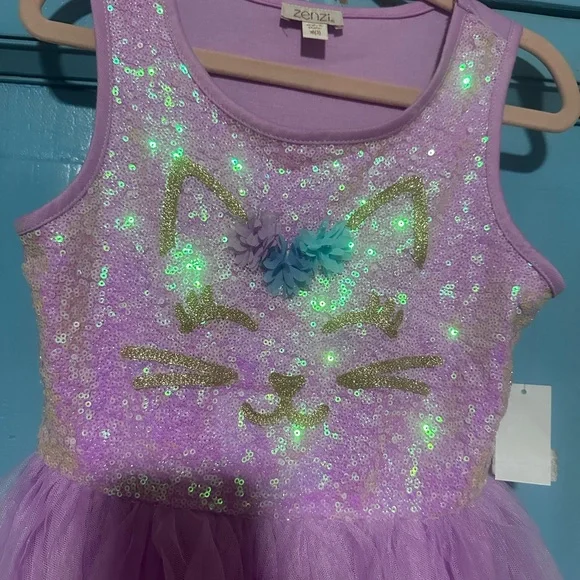 Zhenzi Glittery Purple Cat Dance Costume - Picture 3 of 5